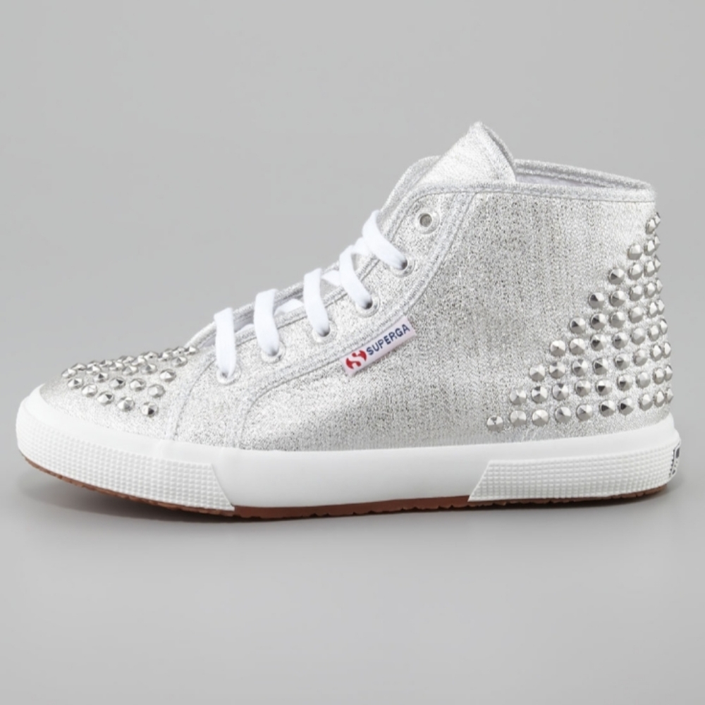 Superga Silver Glitter Stud High-Top Sneaker
EU 41